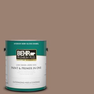 BEHR Premium Plus 1-gal. #N190-5 Frontier Brown Semi-Gloss Enamel Interior Paint - 340001