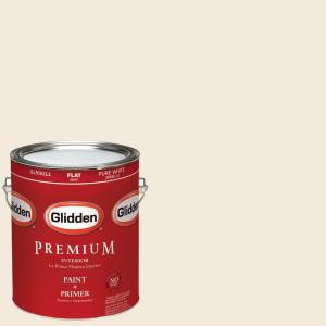 Glidden Premium 1-gal. #HDGO30 Almond Wisp Flat Latex Interior Paint with Primer - HDGO30P-01F