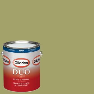 Glidden DUO 1-gal. #HDGG21 Safari Green Satin Latex Interior Paint with Primer - HDGG21-01SA