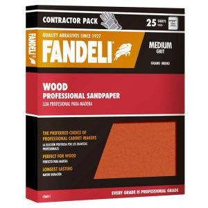 Fandeli 9 in. x 11 in. Medium Aluminum Oxide Sandpaper (25-Pack) - 36011