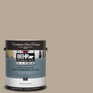 BEHR Premium Plus Ultra 1-gal. #N310-4 Desert Khaki Satin Enamel Exterior Paint - 985401