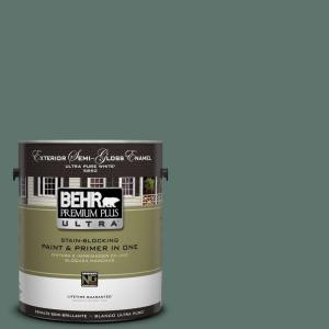 BEHR Premium Plus Ultra 1-gal. #PPU12-17 Cameroon Green Semi-Gloss Enamel Exterior Paint - 585301