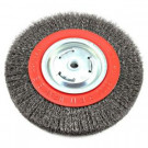 Forney 8 in. x 1/2 in. and 5/8 in. Arbor Wide Face Coarse Crimped Wire Bench Wheel Brush - 72762